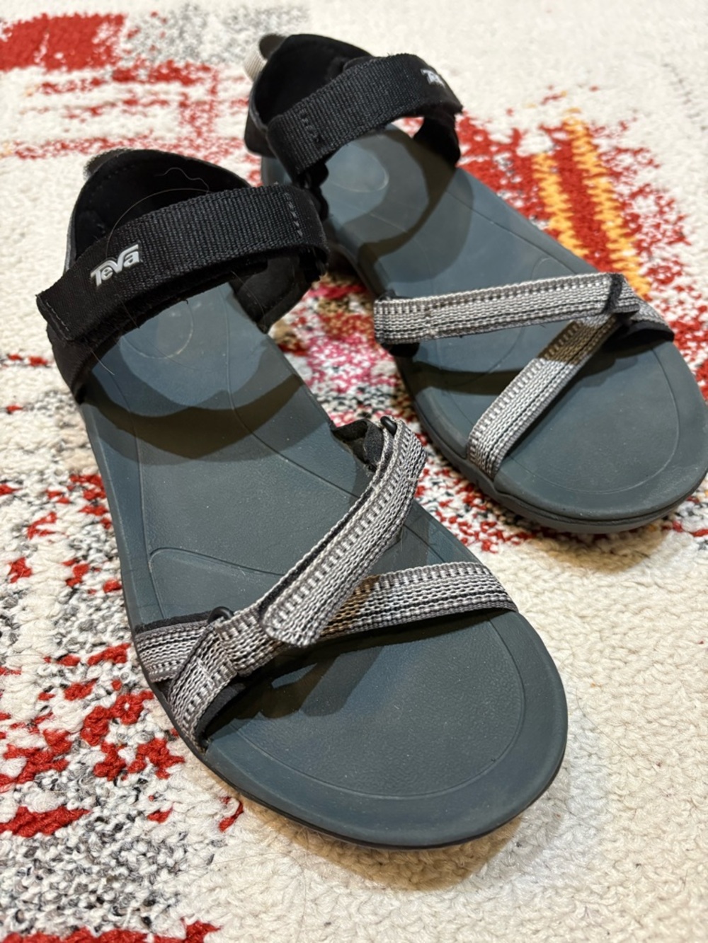Teva Women's Black and Gray Strappy Sport Sandals